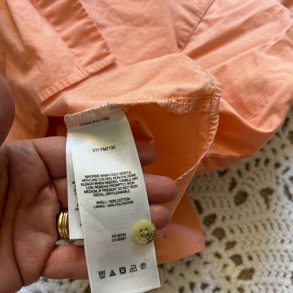 Columbia PFG Shirt Mens L Peach Button Up Short Sleeve Fishing Outdoor - Picture 7 of 10